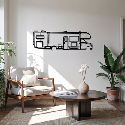 Four Winds 31E - Camper/RV Silhouette - Motorhome Metal Wall Art - Laser-Cut Camping Decor - Road Trip Life