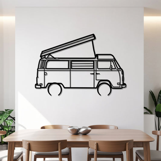 Westfalia T2 pop-top - Camper/RV Silhouette - Motorhome Metal Wall Art - Laser-Cut Camping Decor - Road Trip Life