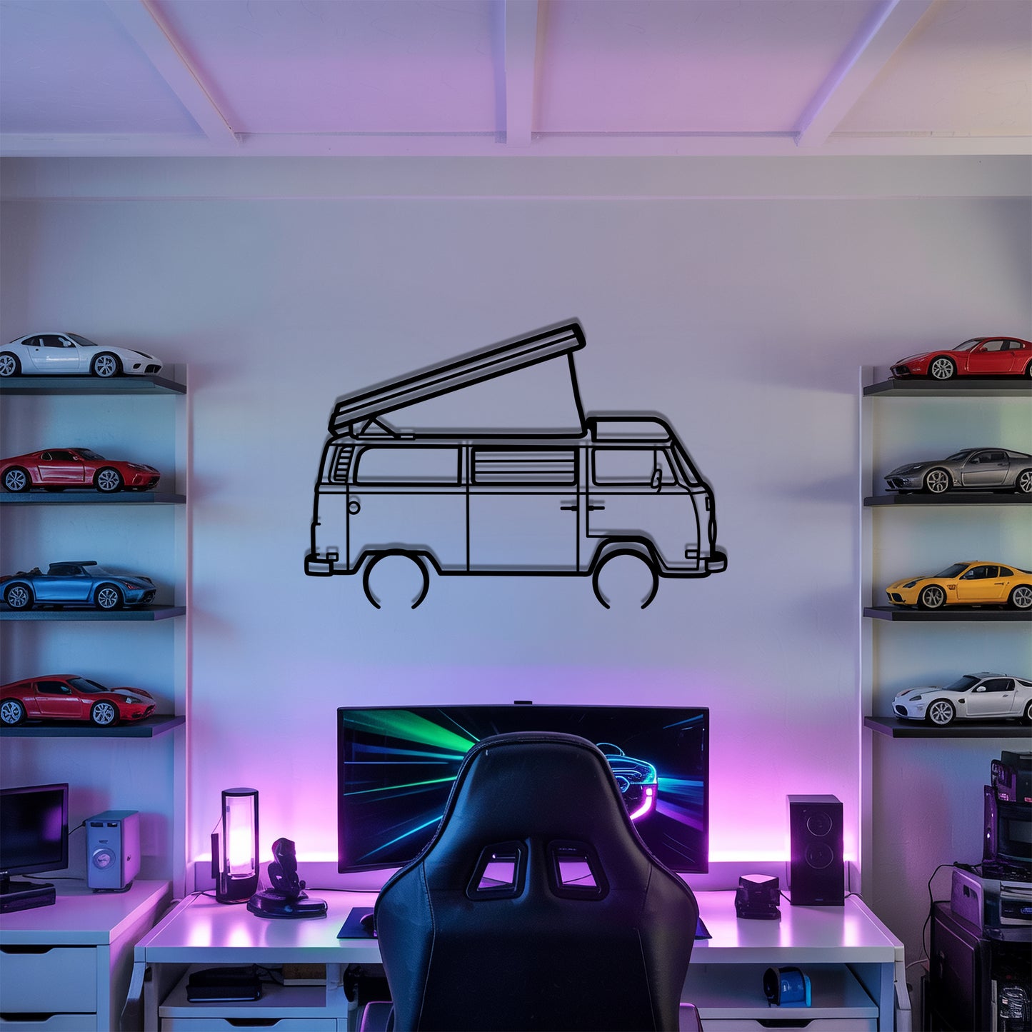 Westfalia T2 pop-top - Camper/RV Silhouette - Motorhome Metal Wall Art - Laser-Cut Camping Decor - Road Trip Life