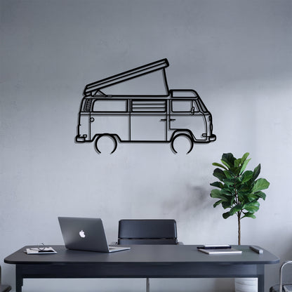 Westfalia T2 pop-top - Camper/RV Silhouette - Motorhome Metal Wall Art - Laser-Cut Camping Decor - Road Trip Life