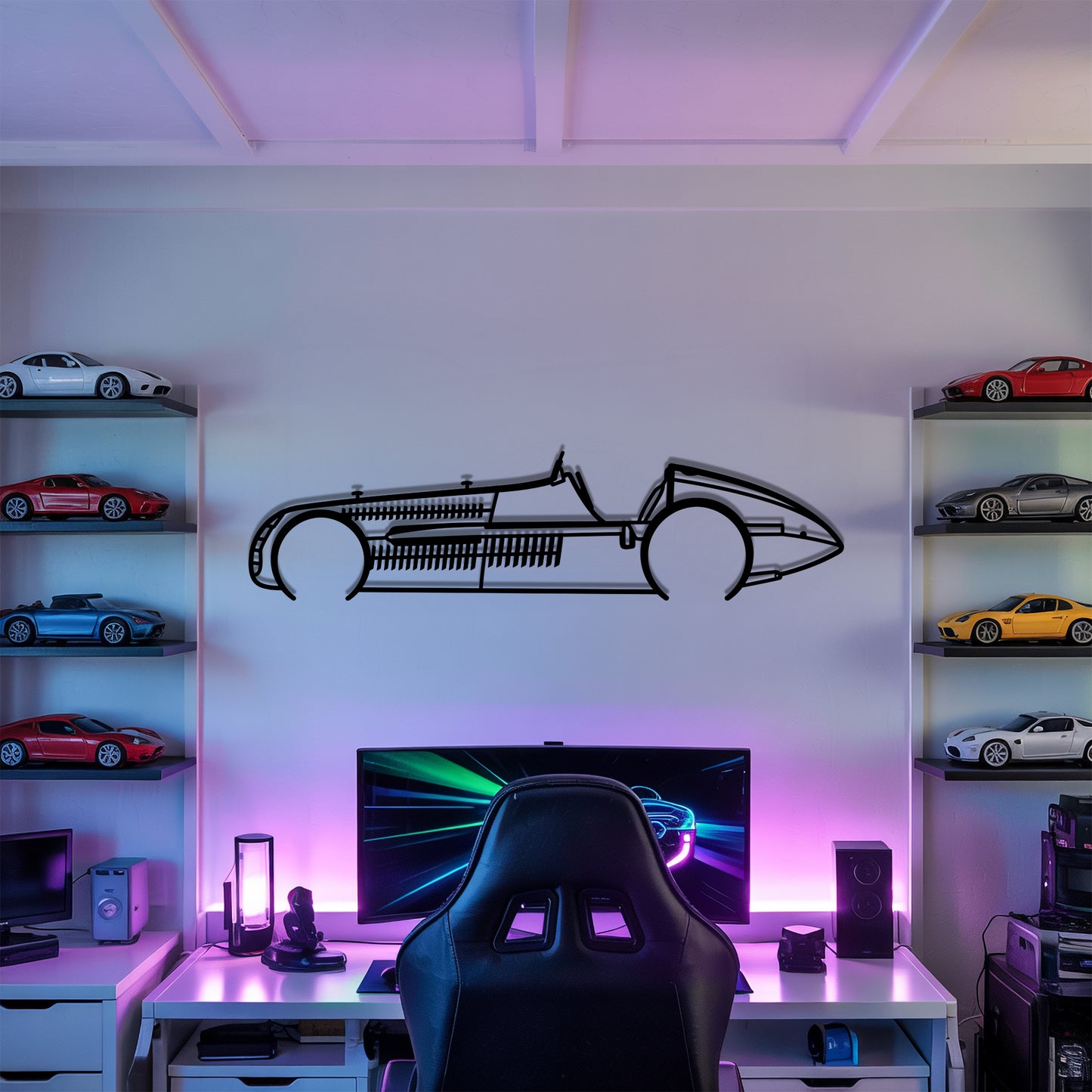 1950 Alfa 158 F1 - Grand Prix-Style Racing Car Silhouette - Minimalist Metal Wall Art - Laser-Cut Steel Decor