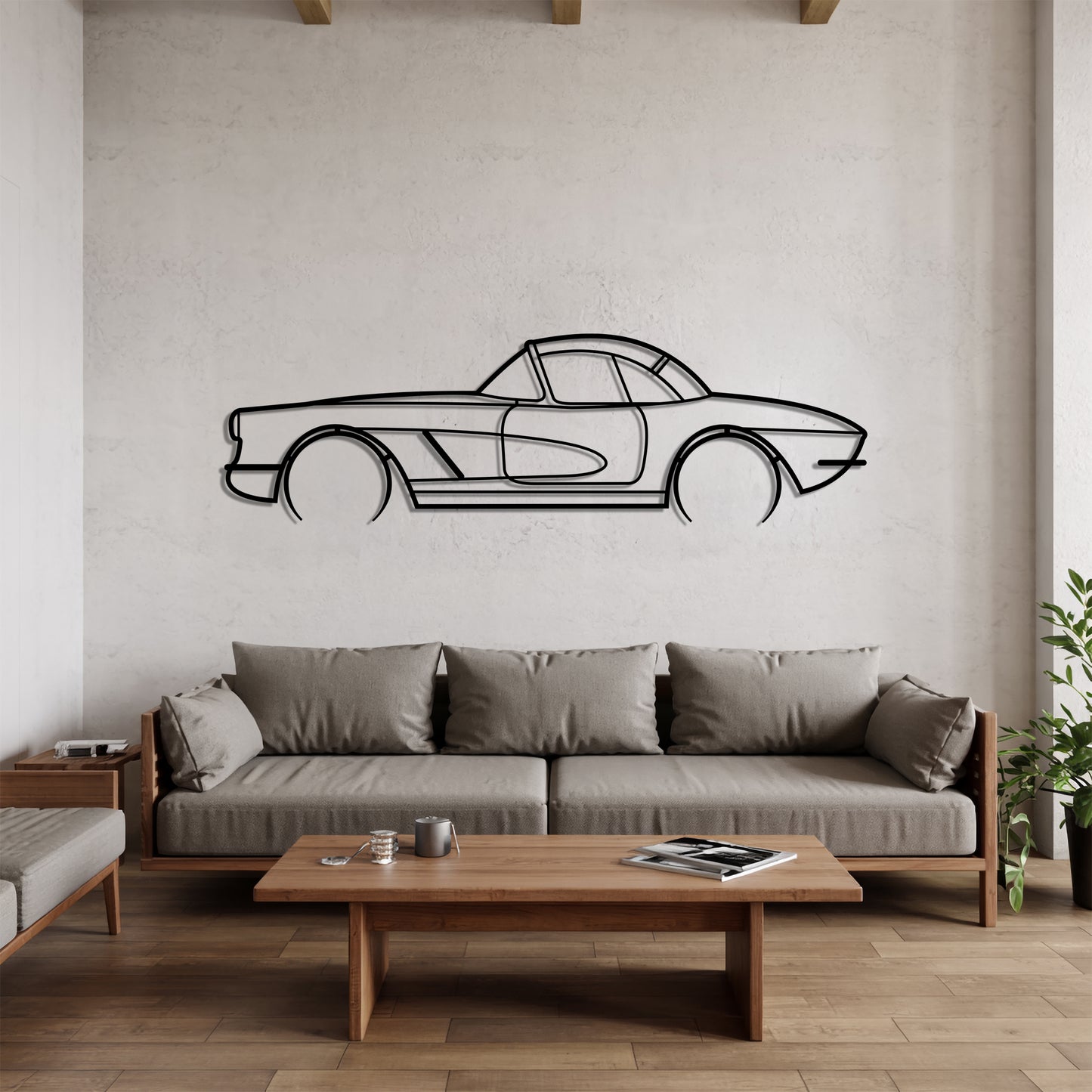 Corvette C1 Detailed - Car Metal Silhouette Wall Art - Car Enthusiast Gift - Laser-cut Garage Decor