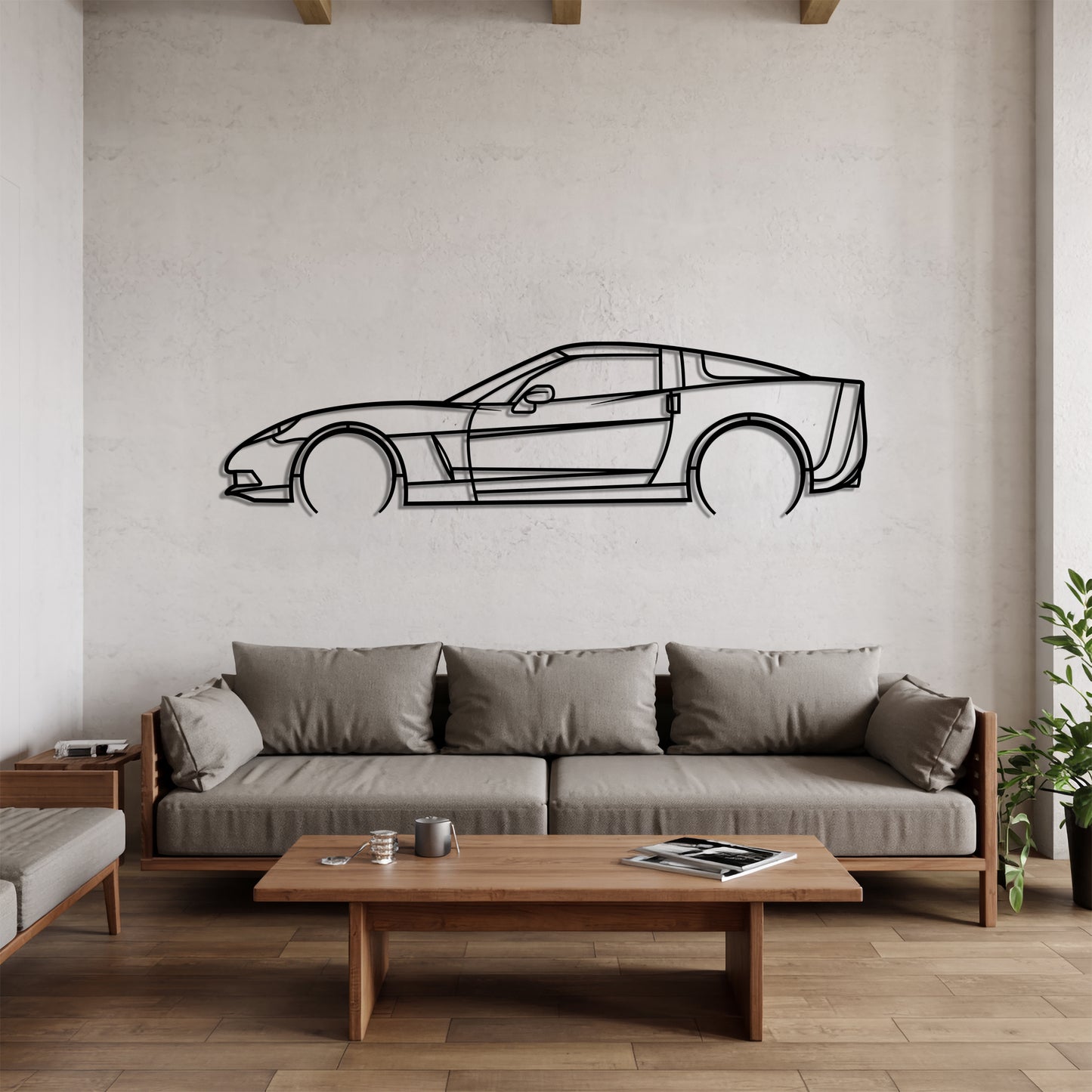 Corvette C6 Detailed - Car Metal Silhouette Wall Art - Car Enthusiast Gift - Laser-cut Garage Decor