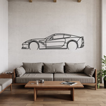 Corvette C7 Detailed - Car Metal Silhouette Wall Art - Car Enthusiast Gift - Laser-cut Garage Decor