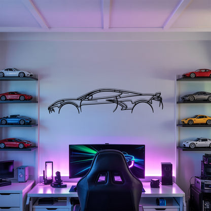 Corvette C8 Detailed - Car Metal Silhouette Wall Art - Car Enthusiast Gift - Laser-cut Garage Decor