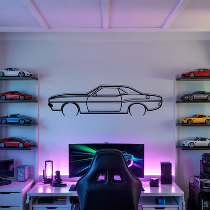 Challenger RT Detailed - Car Metal Silhouette Wall Art - Car Enthusiast Gift - Laser-cut Garage Decor