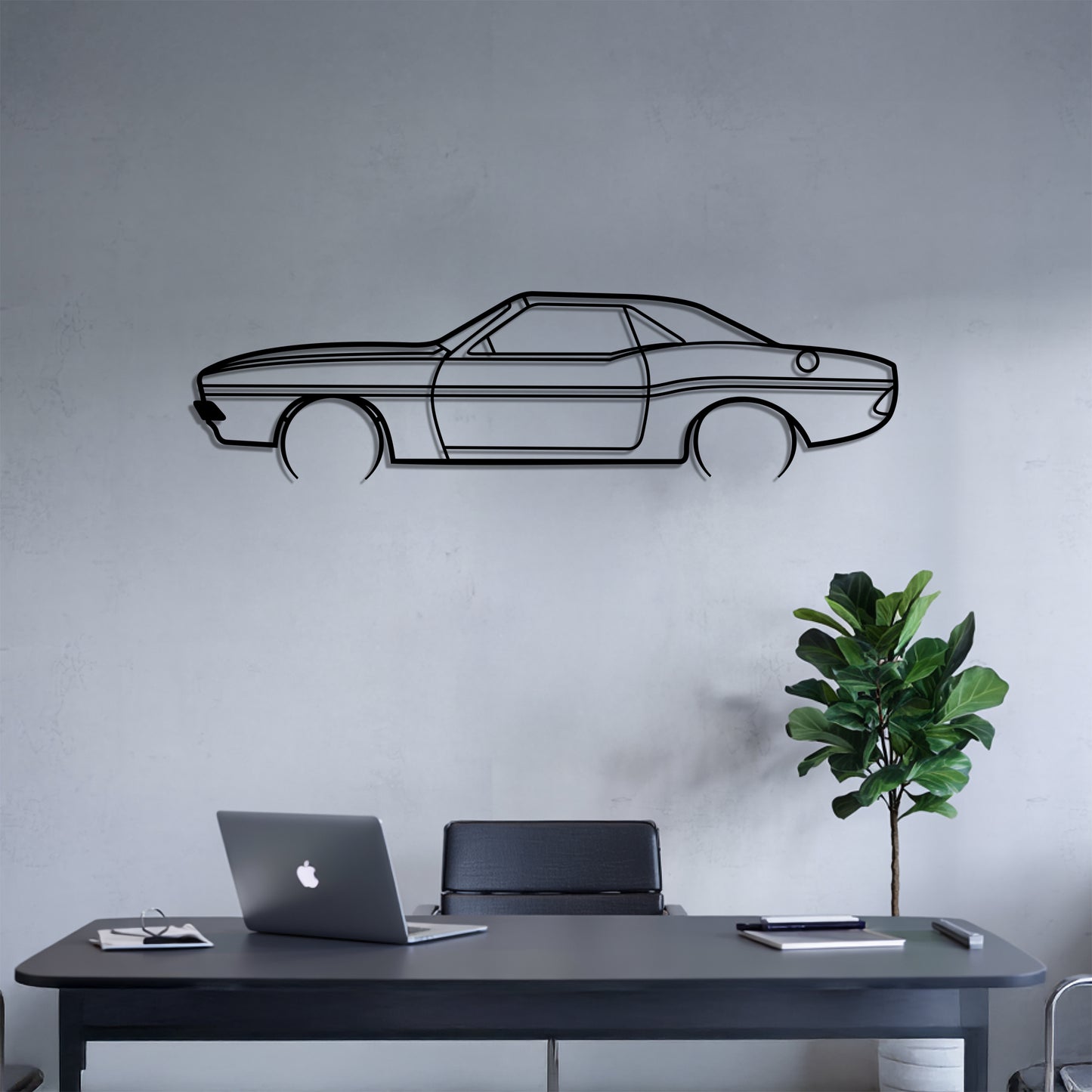 Challenger RT Detailed - Car Metal Silhouette Wall Art - Car Enthusiast Gift - Laser-cut Garage Decor
