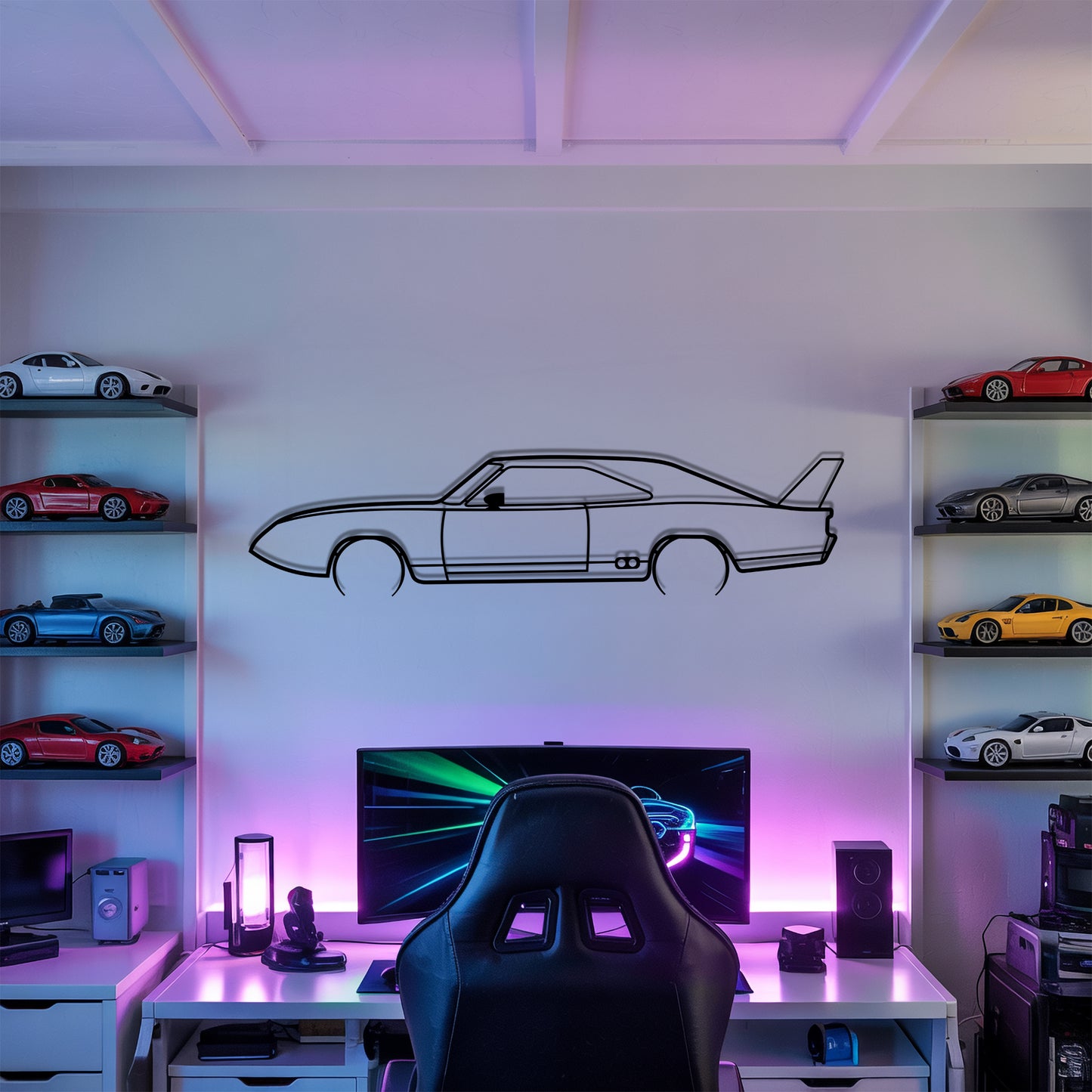 Charger Daytona Detailed - Car Metal Silhouette Wall Art - Car Enthusiast Gift - Laser-cut Garage Decor