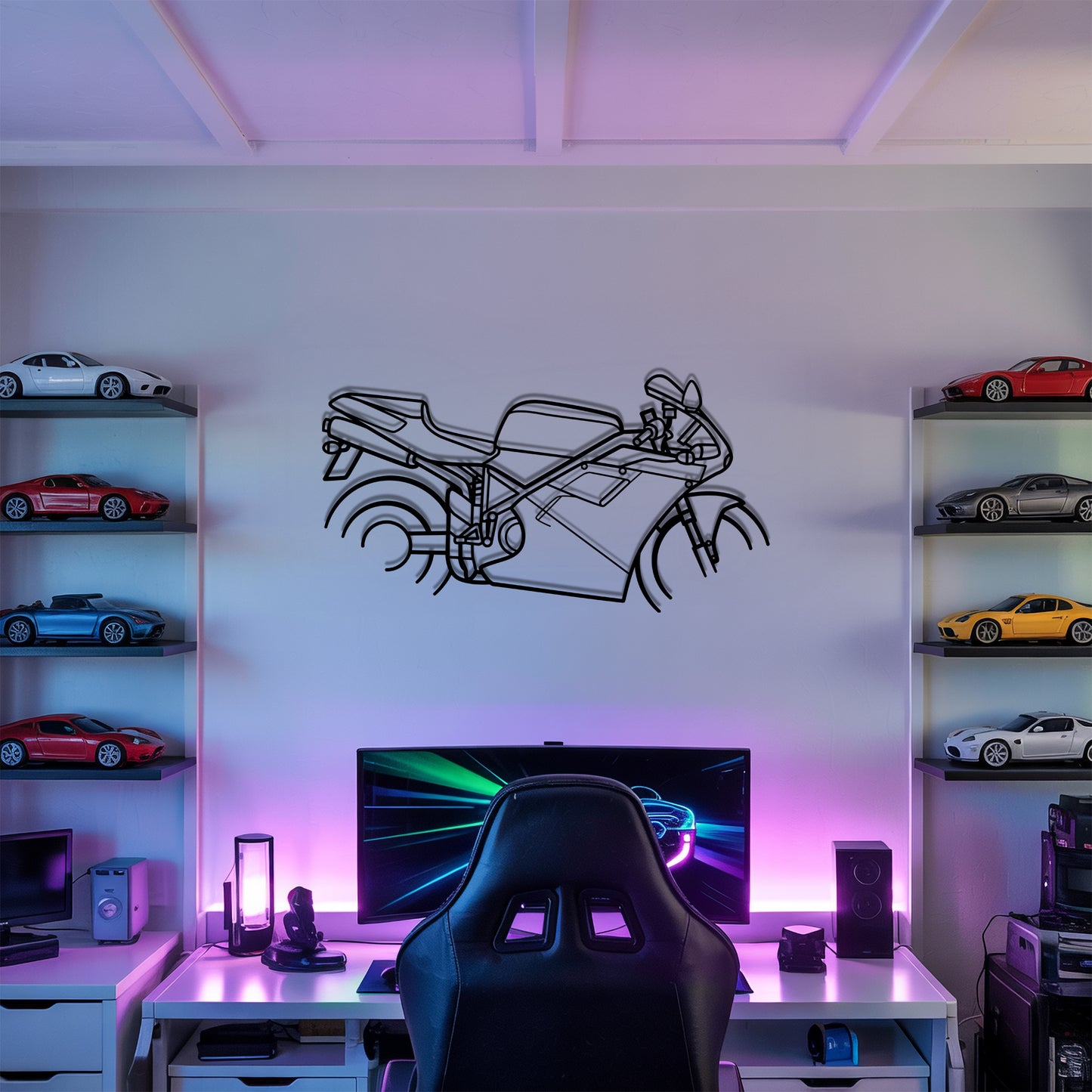 916 - Motorcycle Metal Silhouette Wall Art - Bikers Gift - Garage Decor