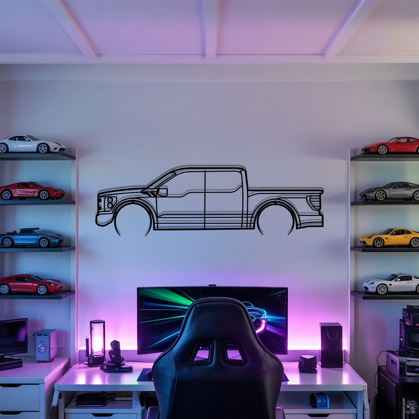 F150 Raptor Detailed - Car Metal Silhouette Wall Art - Car Enthusiast Gift - Laser-cut Garage Decor