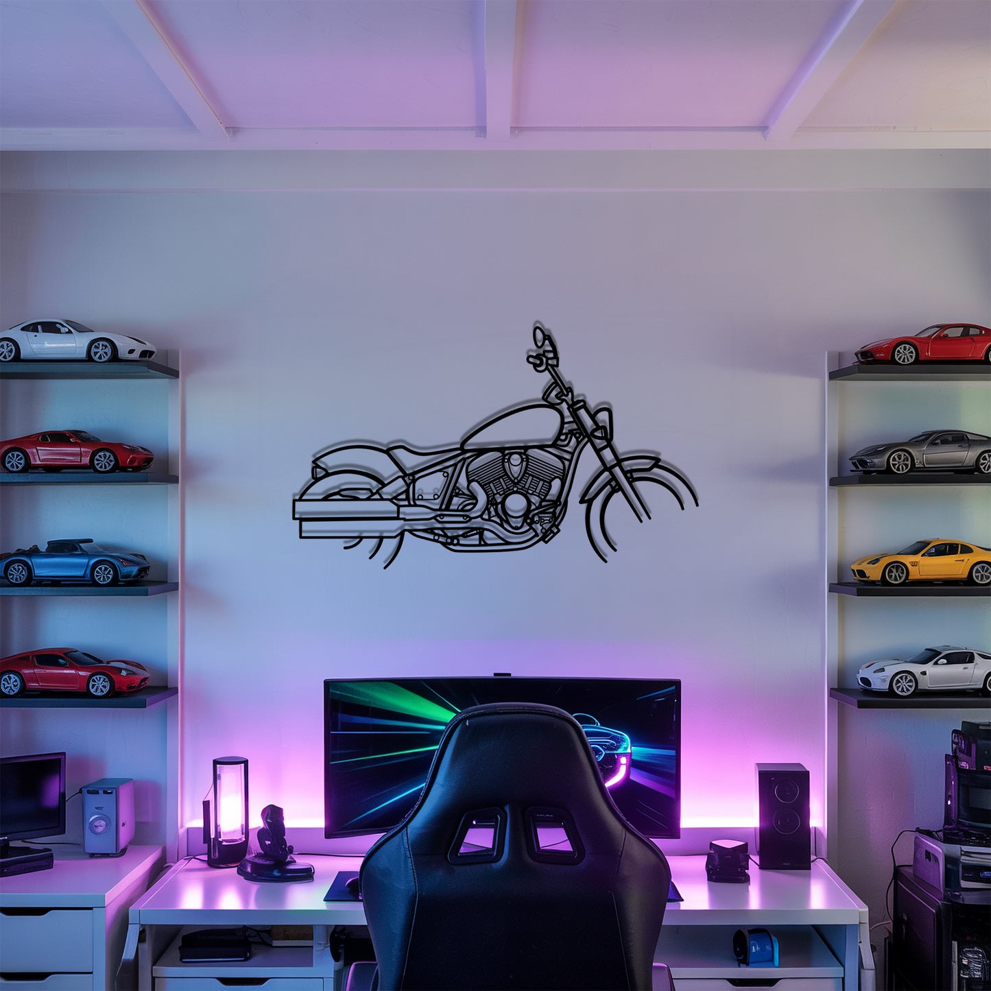 Chief Bobber - Motorcycle Metal Silhouette Wall Art - Bikers Gift - Garage Decor