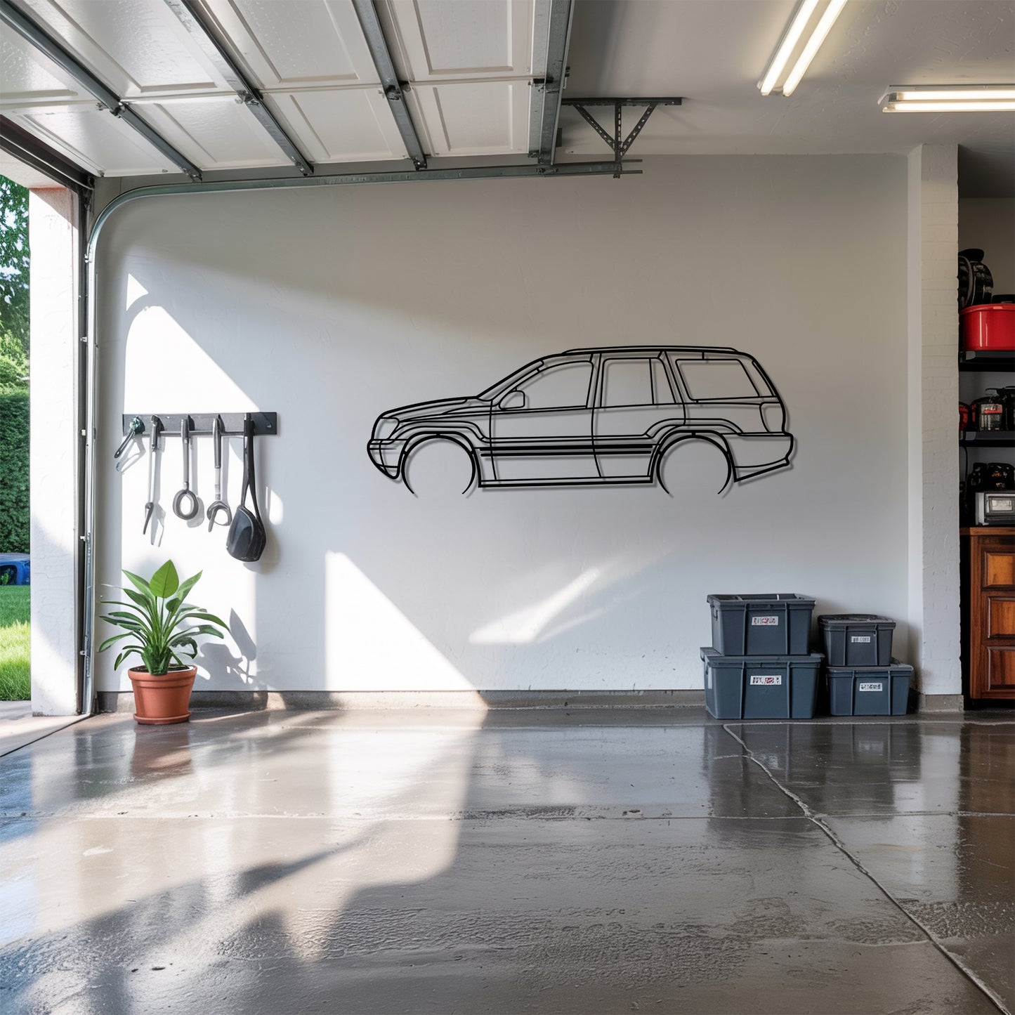 Grand Cherokee II Detailed - Car Metal Silhouette Wall Art - Car Enthusiast Gift - Laser-cut Garage Decor