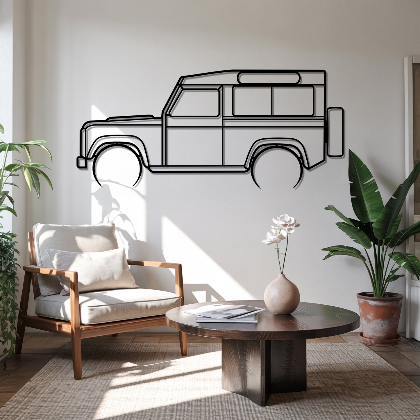 Defender 90 Detailed - Car Metal Silhouette Wall Art - Car Enthusiast Gift - Laser-cut Garage Decor