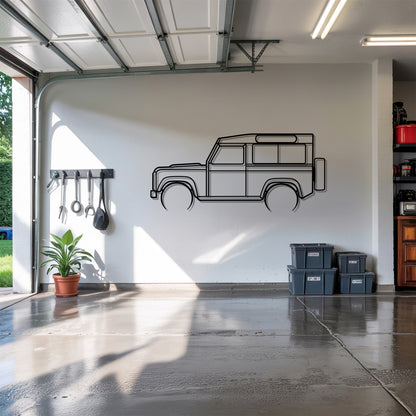 Defender 90 Detailed - Car Metal Silhouette Wall Art - Car Enthusiast Gift - Laser-cut Garage Decor