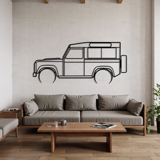 Defender 90 Detailed - Car Metal Silhouette Wall Art - Car Enthusiast Gift - Laser-cut Garage Decor