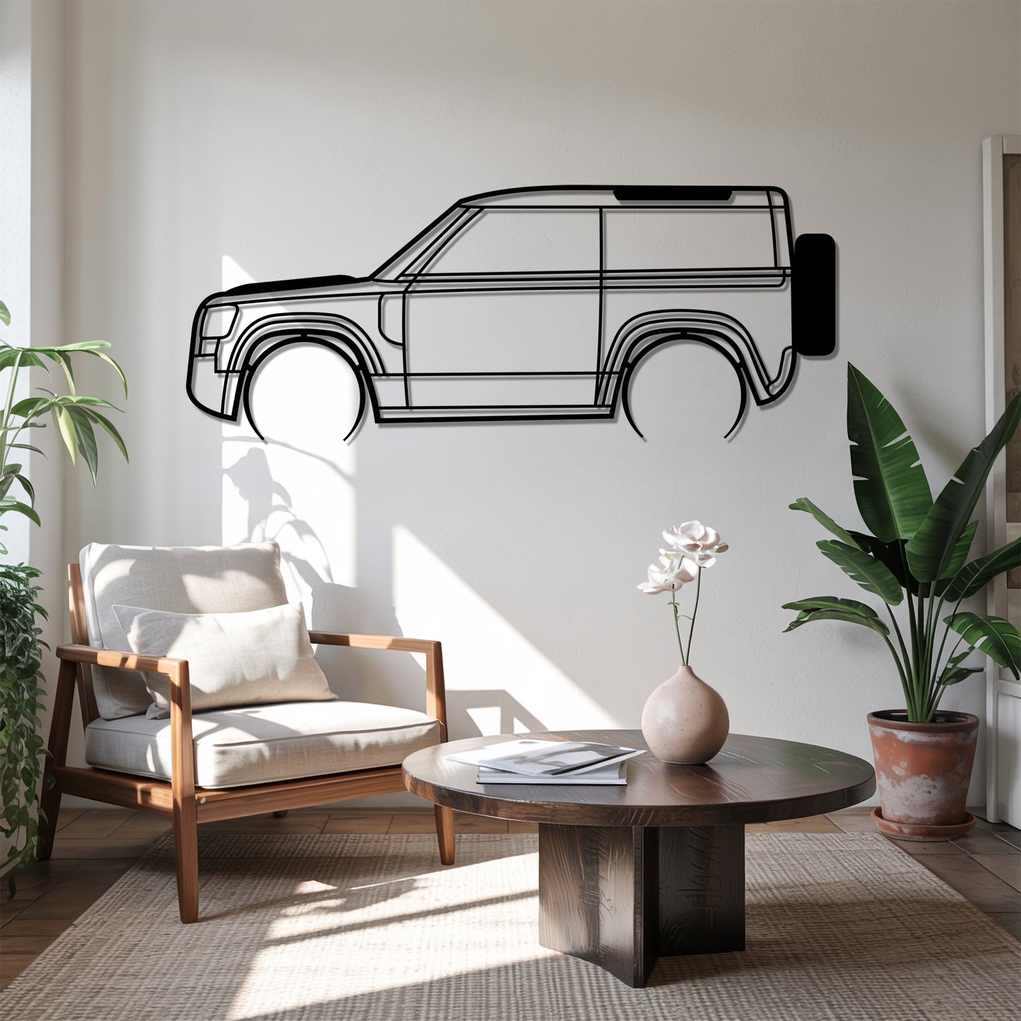 Defender II 90 Detailed - Car Metal Silhouette Wall Art - Car Enthusiast Gift - Laser-cut Garage Decor