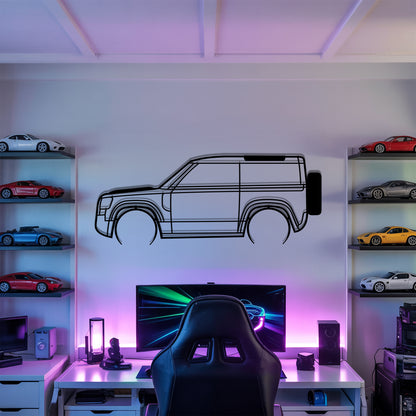Defender II 90 Detailed - Car Metal Silhouette Wall Art - Car Enthusiast Gift - Laser-cut Garage Decor