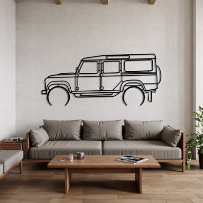 Defender profil Detailed - Car Metal Silhouette Wall Art - Car Enthusiast Gift - Laser-cut Garage Decor