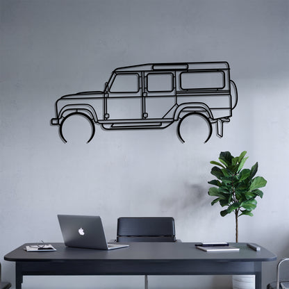 Defender profil Detailed - Car Metal Silhouette Wall Art - Car Enthusiast Gift - Laser-cut Garage Decor
