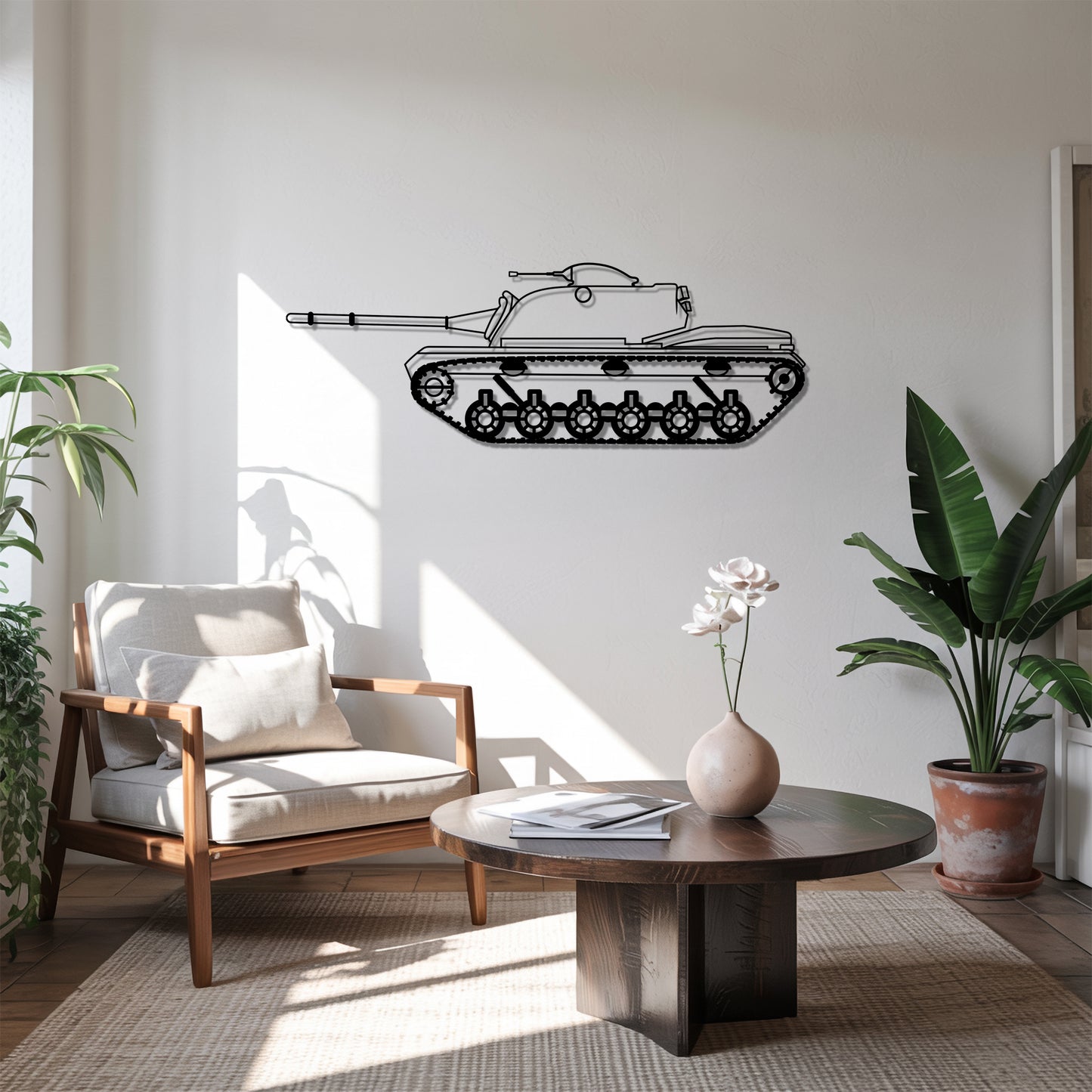 M48 Patton - Tank Wall Art - Metal Silhouette - Veteran Gift - Military Room Decor