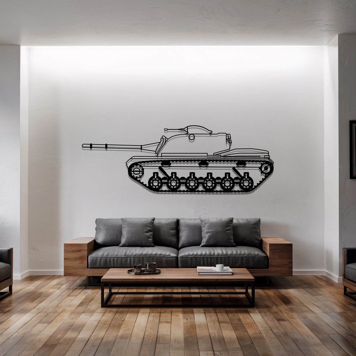 M48 Patton - Tank Wall Art - Metal Silhouette - Veteran Gift - Military Room Decor