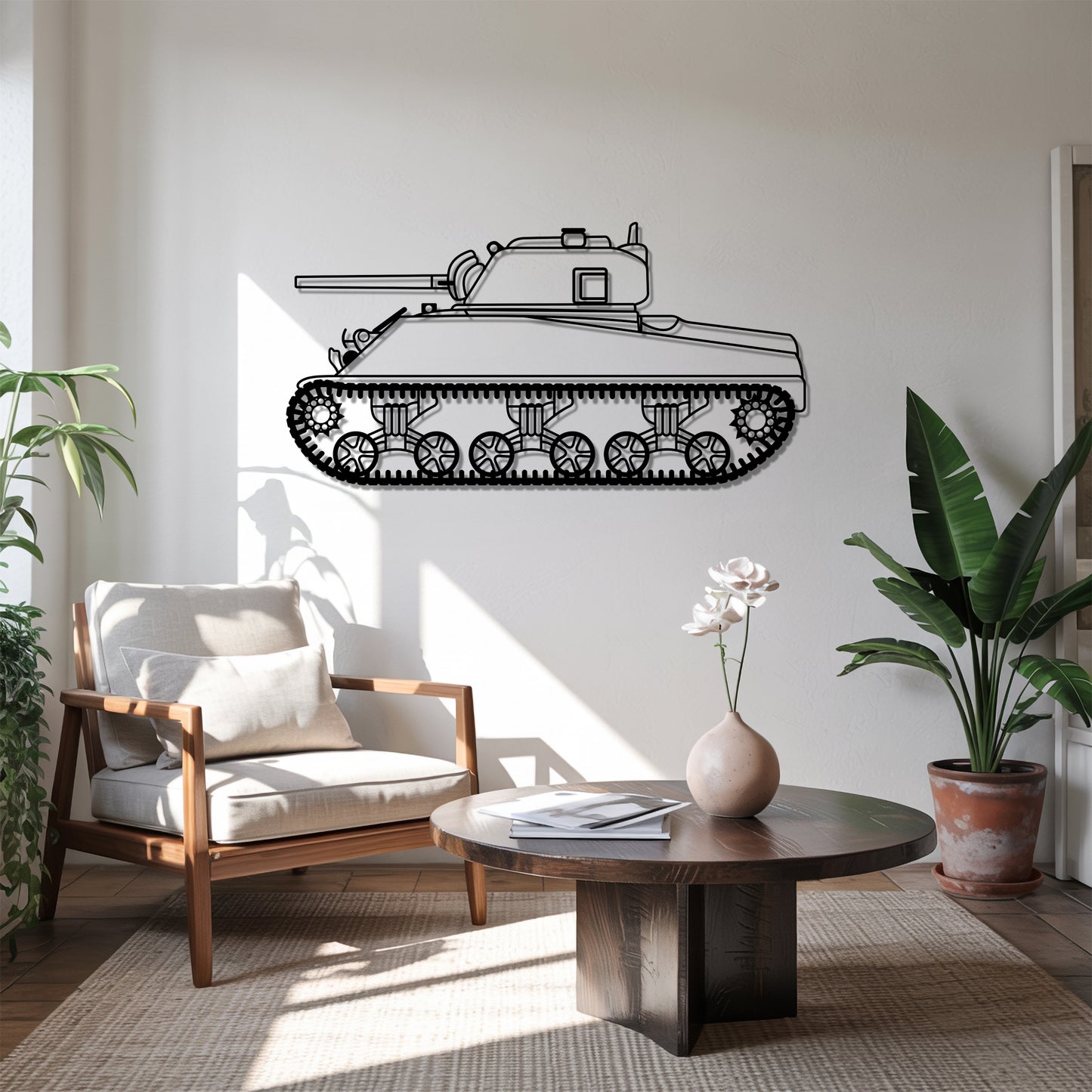 M4A2 Sherman - Tank Wall Art - Metal Silhouette - Veteran Gift - Military Room Decor