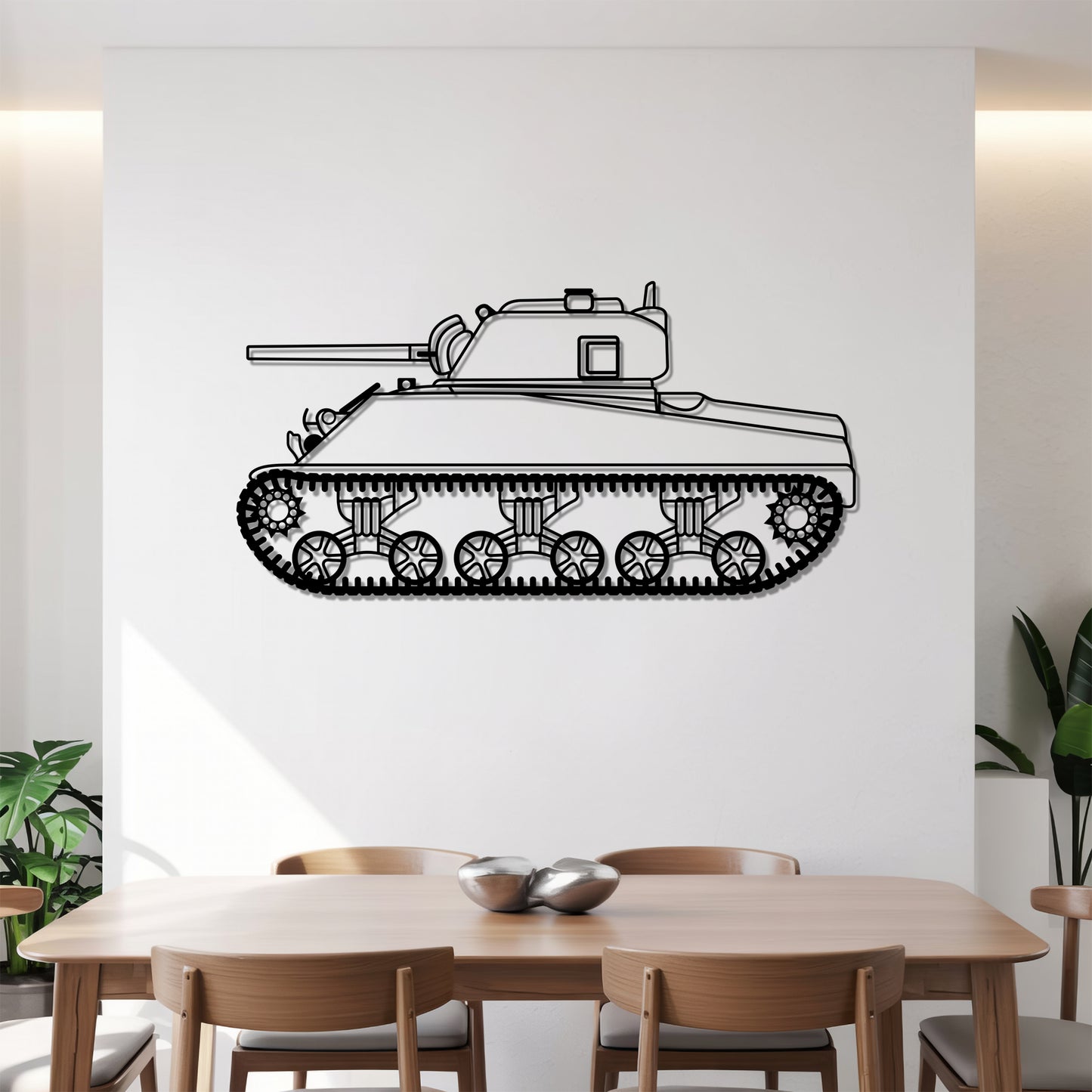 M4A2 Sherman - Tank Wall Art - Metal Silhouette - Veteran Gift - Military Room Decor
