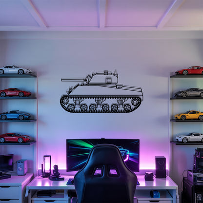 M4A2 Sherman - Tank Wall Art - Metal Silhouette - Veteran Gift - Military Room Decor