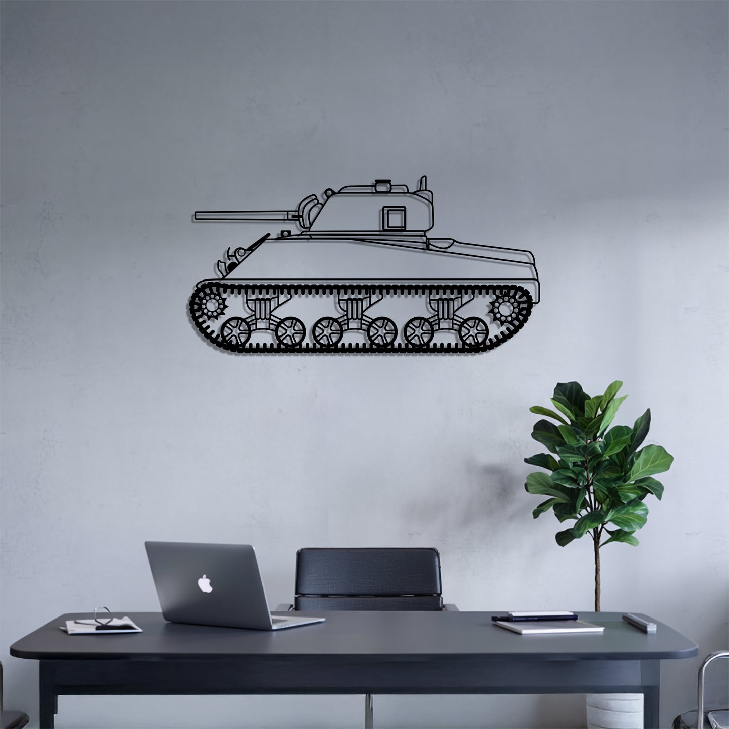 M4A2 Sherman - Tank Wall Art - Metal Silhouette - Veteran Gift - Military Room Decor