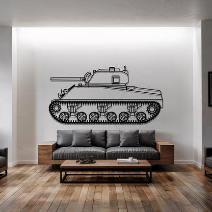 M4A2 Sherman - Tank Wall Art - Metal Silhouette - Veteran Gift - Military Room Decor