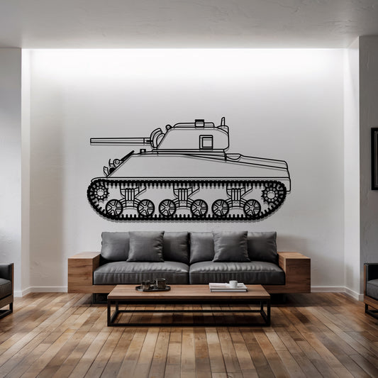 M4A2 Sherman - Tank Wall Art - Metal Silhouette - Veteran Gift - Military Room Decor