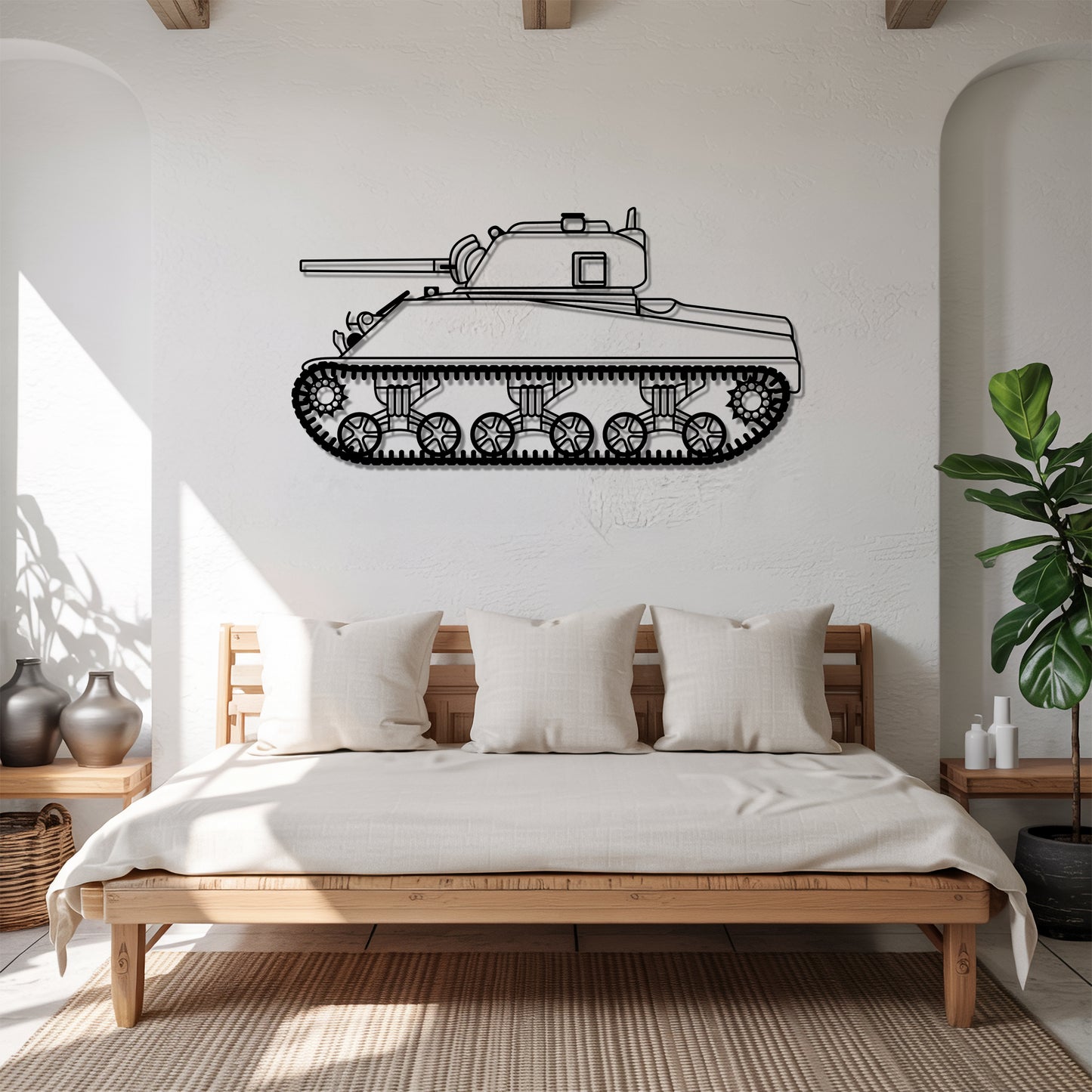 M4A2 Sherman - Tank Wall Art - Metal Silhouette - Veteran Gift - Military Room Decor