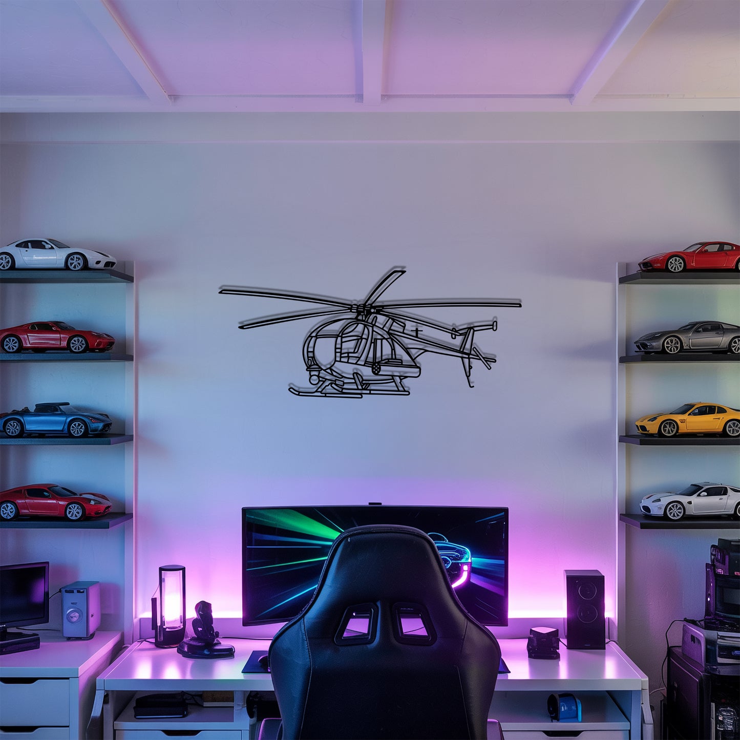 MH-16 Little Bird - Helicopter Metal Silhouette Wall Art - Aviation Gift - Pilot Office Decor