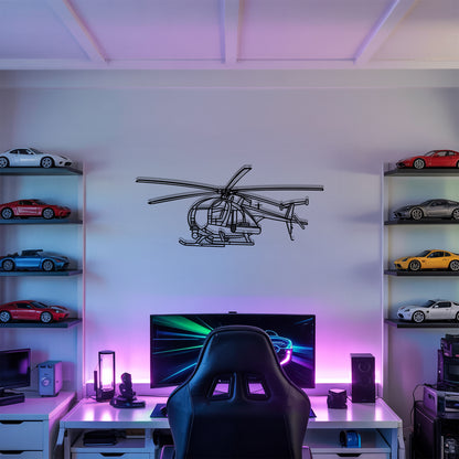 MH-16 Little Bird - Helicopter Metal Silhouette Wall Art - Aviation Gift - Pilot Office Decor