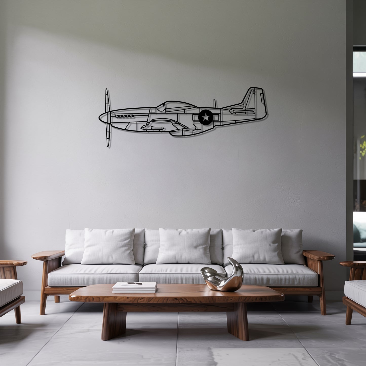P-51 Mustang - Airplane Metal Silhouette Wall Art - Aviation Gift - Pilot Office Decor
