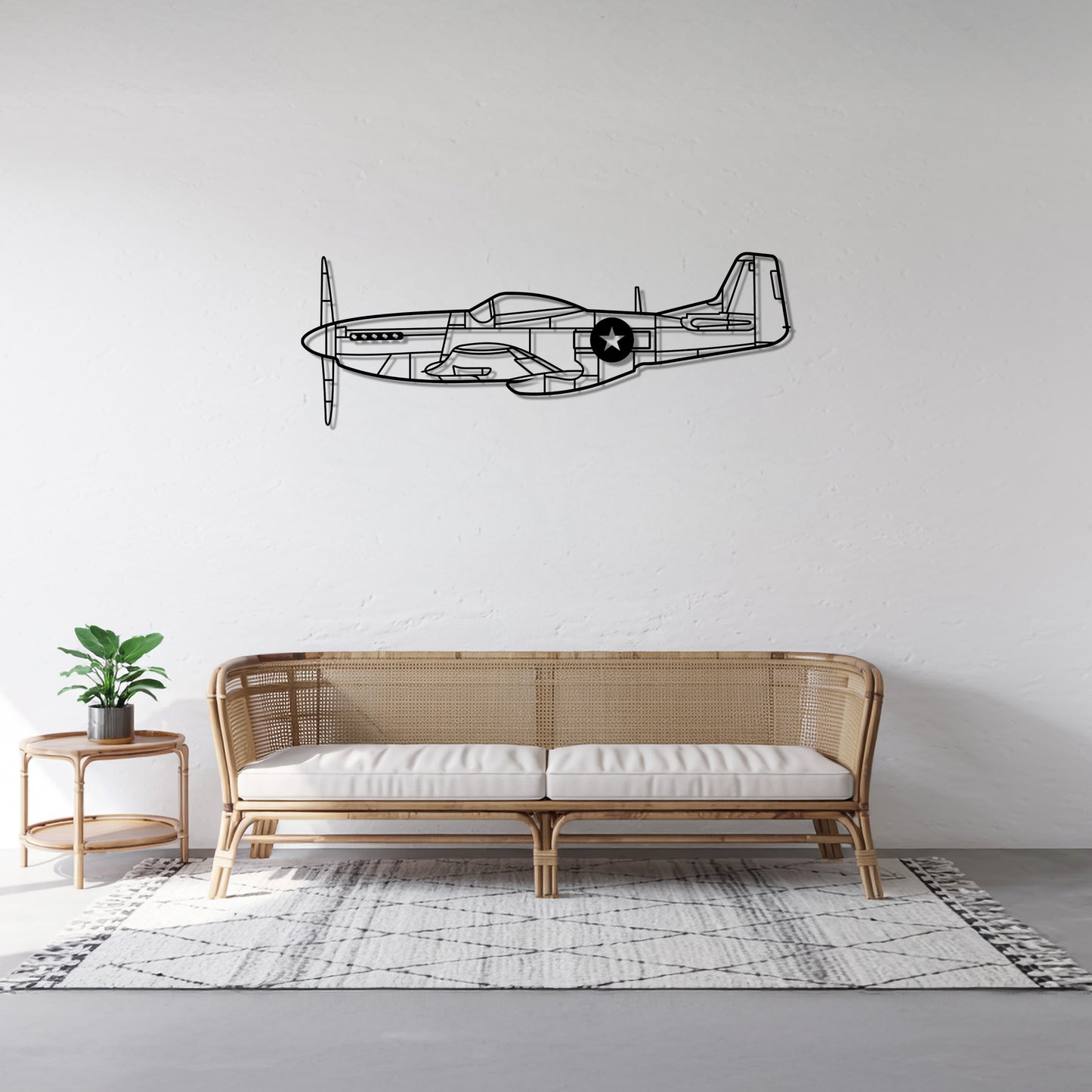 P-51 Mustang - Airplane Metal Silhouette Wall Art - Aviation Gift - Pilot Office Decor