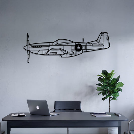 P-51 Mustang - Airplane Metal Silhouette Wall Art - Aviation Gift - Pilot Office Decor