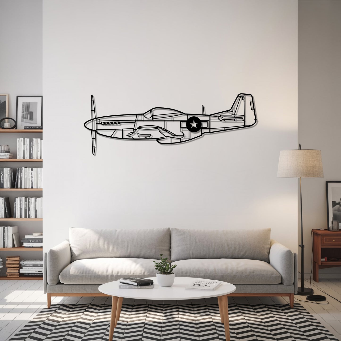P-51 Mustang - Airplane Metal Silhouette Wall Art - Aviation Gift - Pilot Office Decor