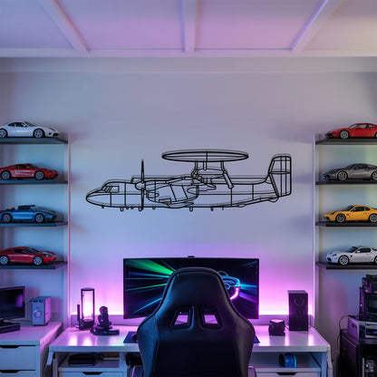 E-2D Hawkeye - Airplane Metal Silhouette Wall Art - Aviation Gift - Pilot Office Decor