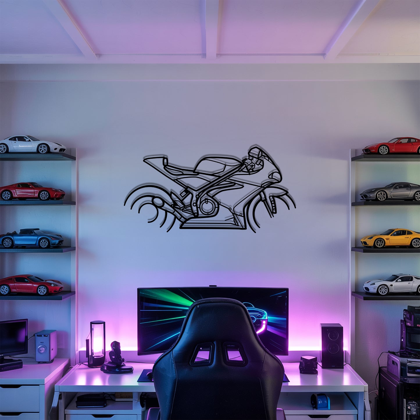 V4SV - Motorcycle Metal Silhouette Wall Art - Bikers Gift - Garage Decor