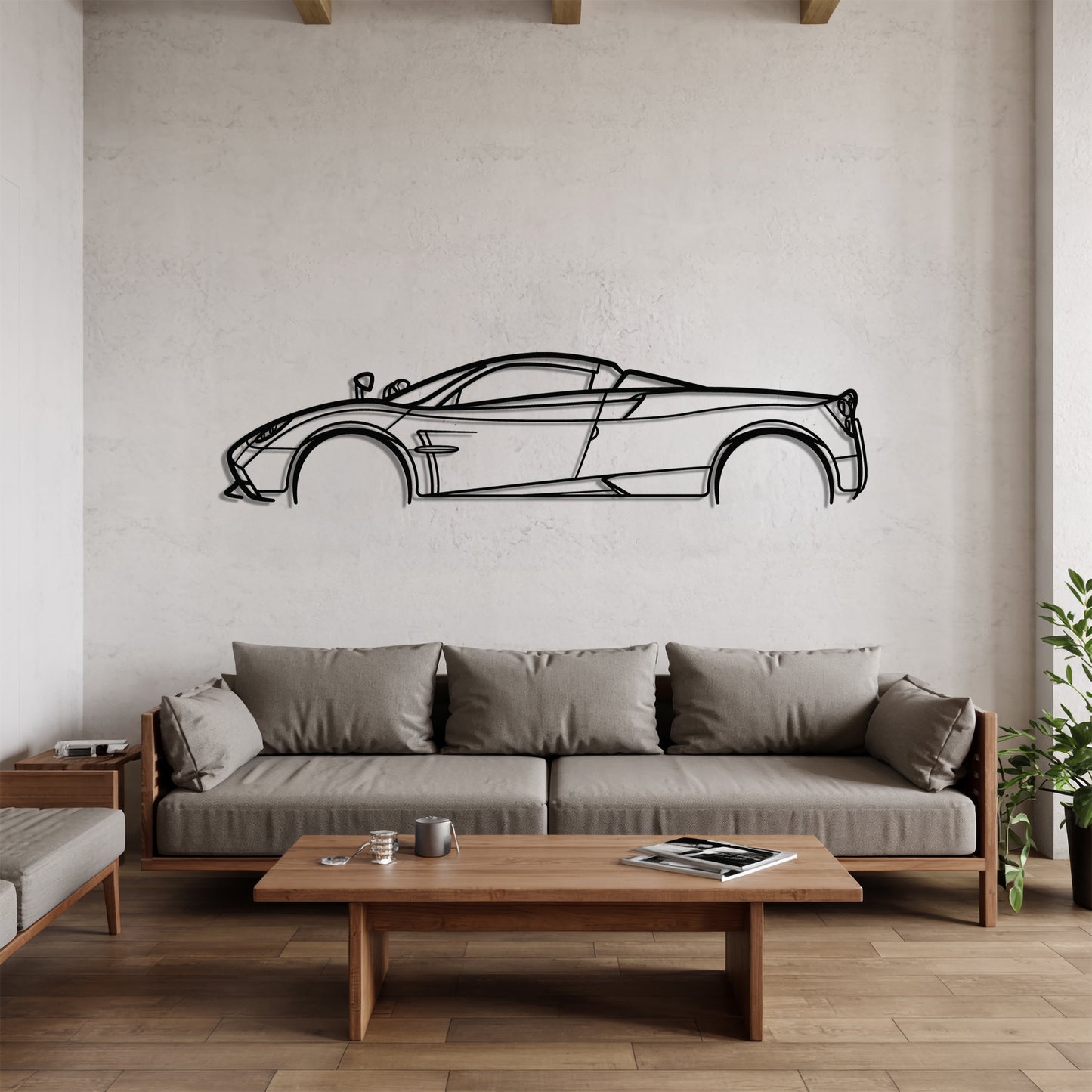 Huayra - Car Metal Silhouette Wall Art - Car Enthusiast Gift - Laser-cut Garage Decor