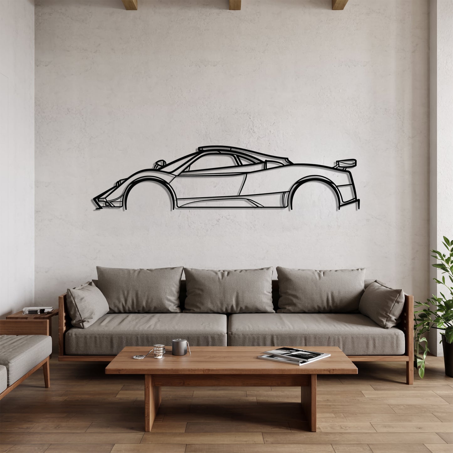Zonda Cinque - Car Metal Silhouette Wall Art - Car Enthusiast Gift - Laser-cut Garage Decor