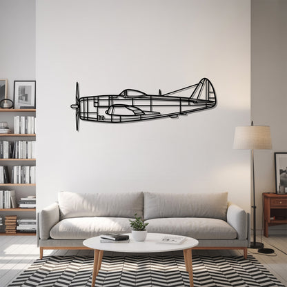 P-47D - Airplane Metal Silhouette Wall Art - Aviation Gift - Pilot Office Decor