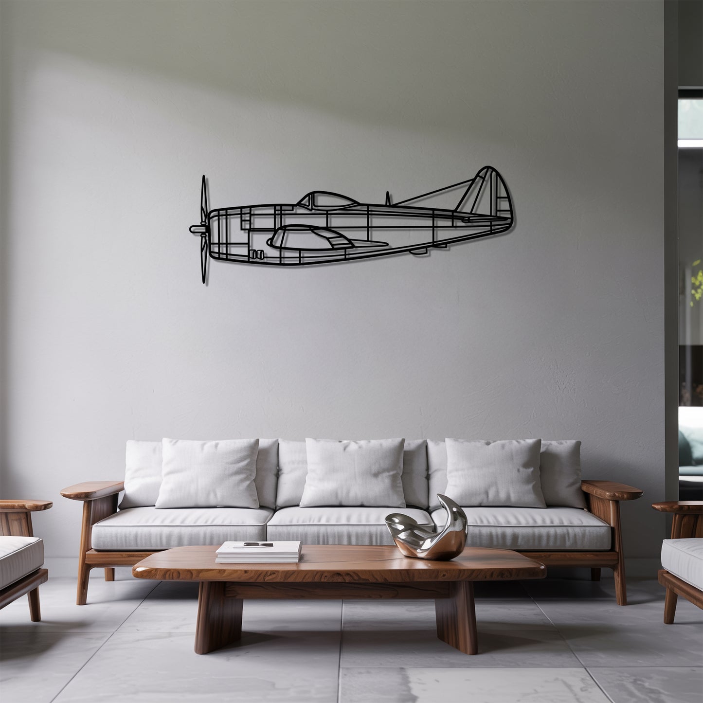 P-47D - Airplane Metal Silhouette Wall Art - Aviation Gift - Pilot Office Decor