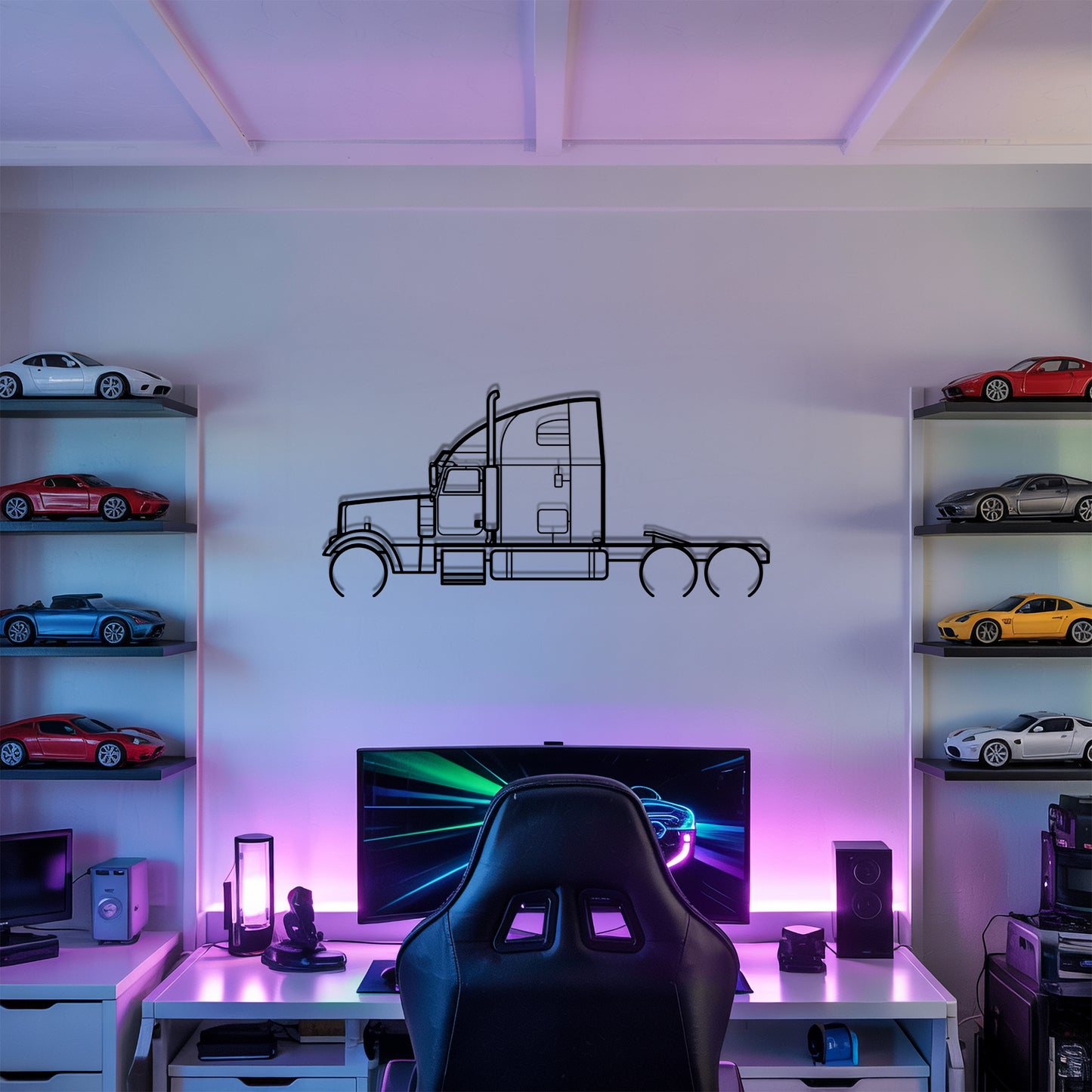 Classic XL (1990-2010) - Semi Truck Metal Silhouette Wall Art - Truckers Gift - CDL Office Decor