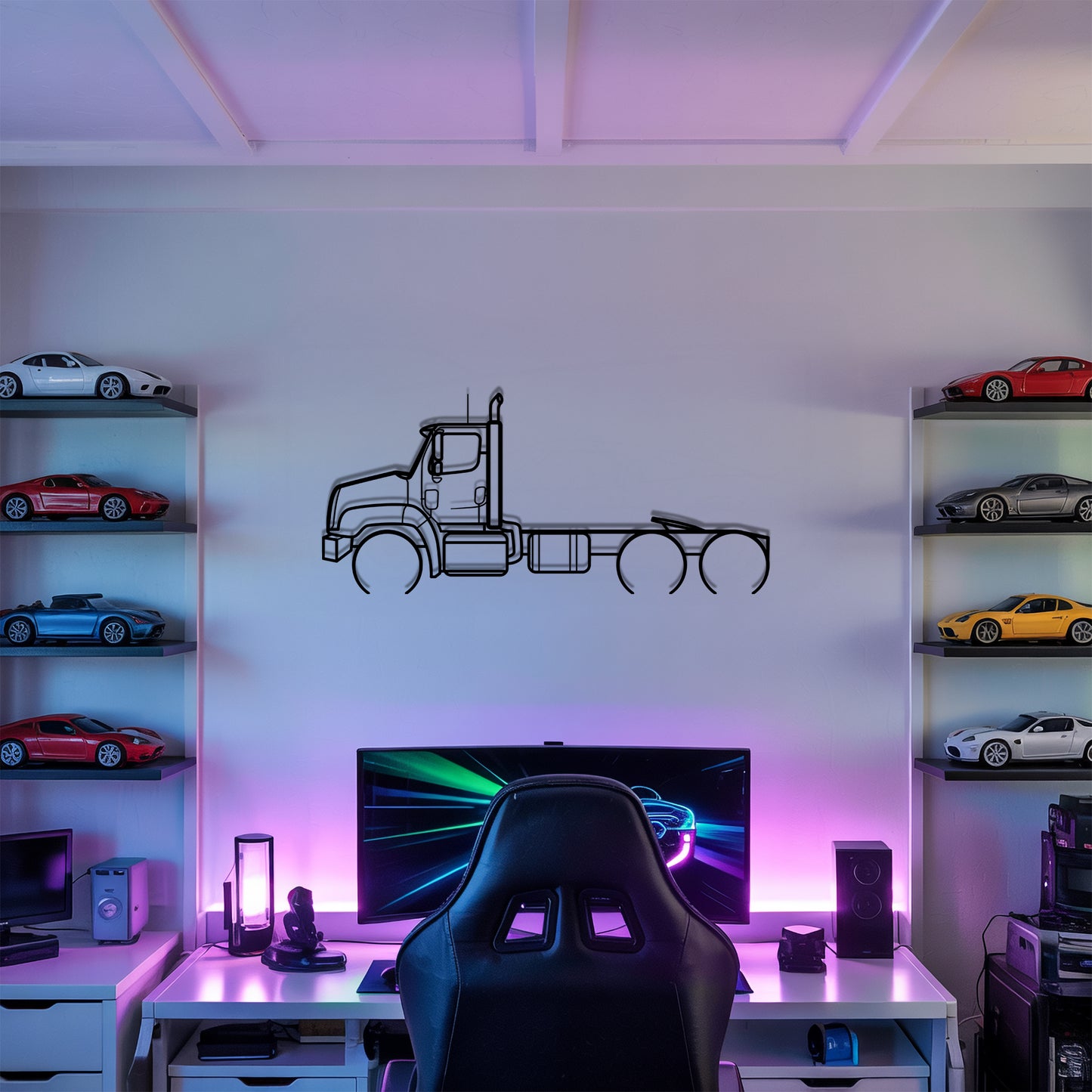 SD114 (2011) - Semi Truck Metal Silhouette Wall Art - Truckers Gift - CDL Office Decor