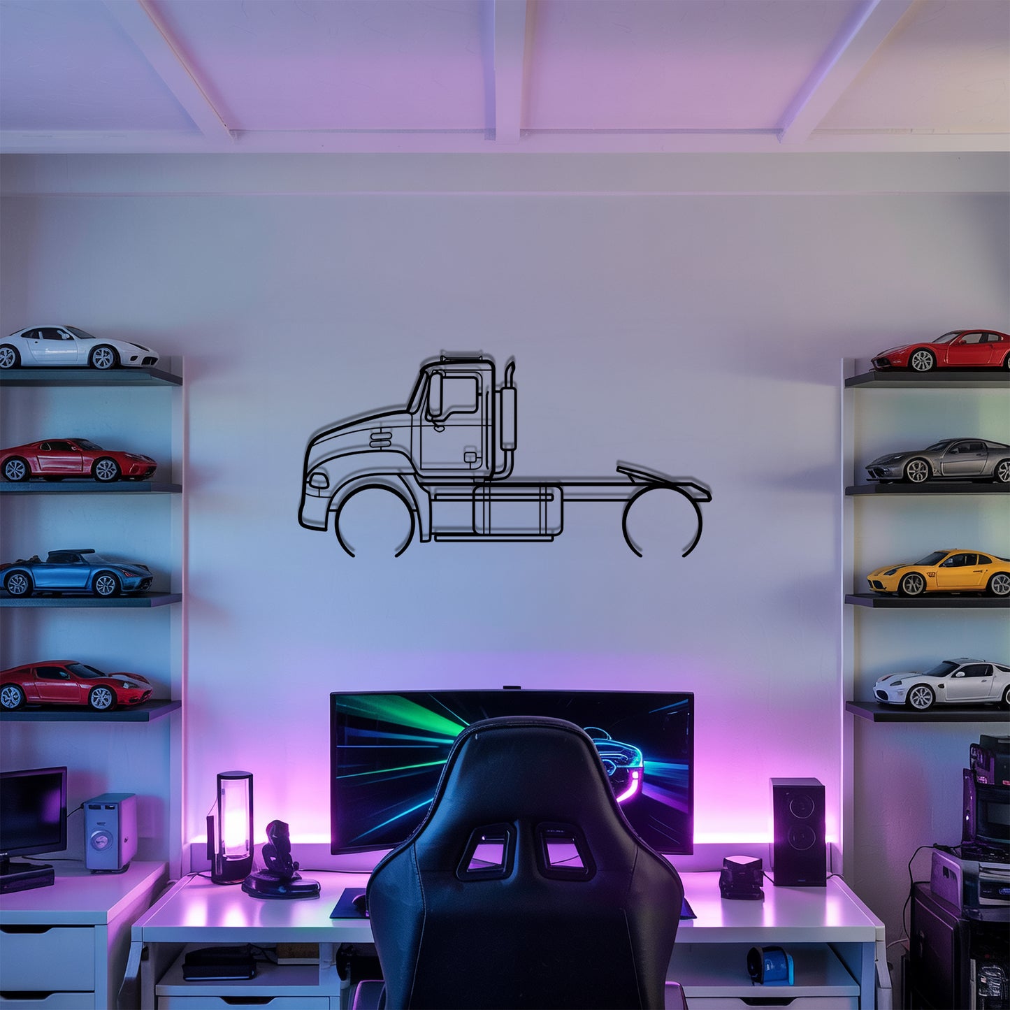 Vision (2002-2018) - Semi Truck Metal Silhouette Wall Art - Truckers Gift - CDL Office Decor