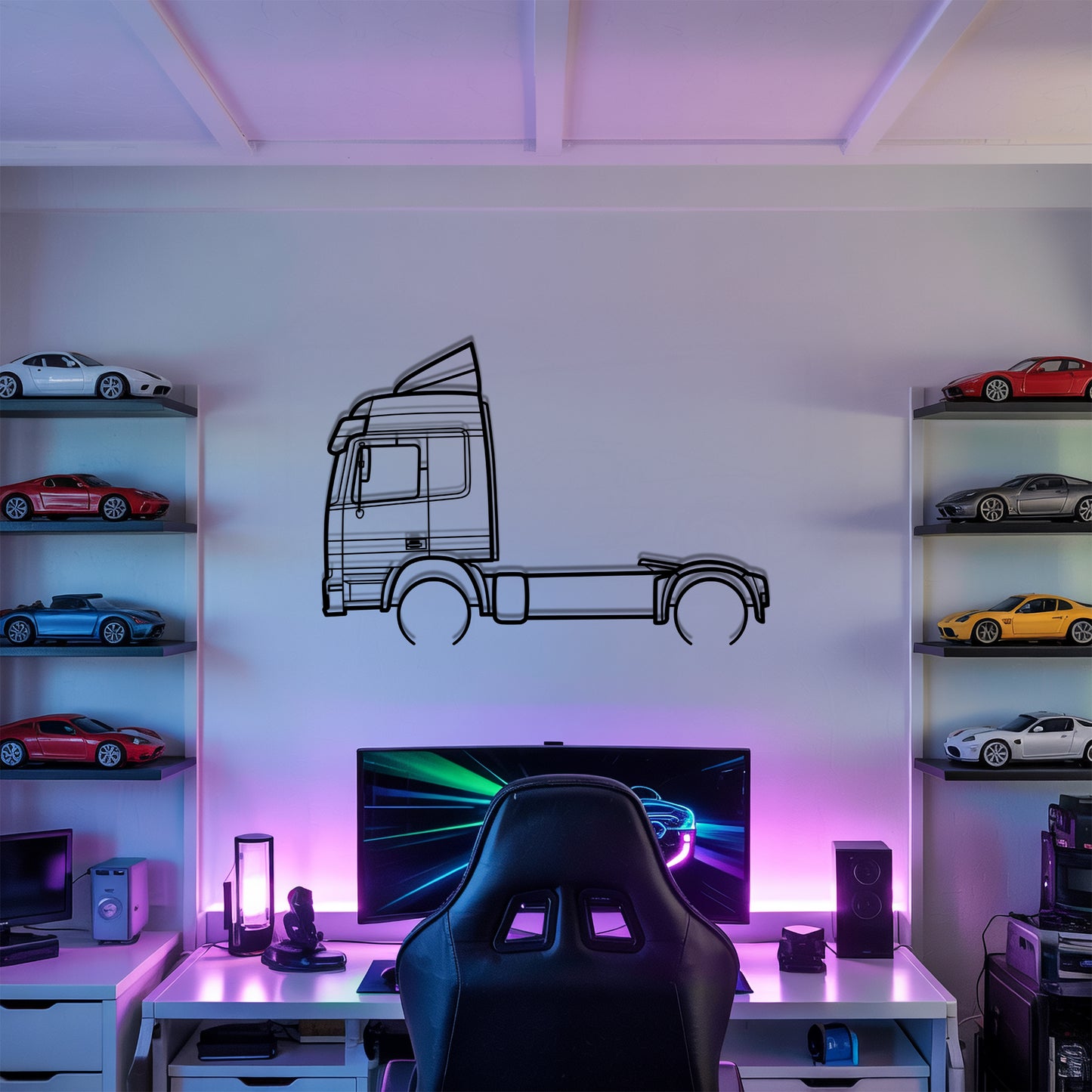 Actros 1996 - Semi Truck Metal Silhouette Wall Art - Truckers Gift - CDL Office Decor