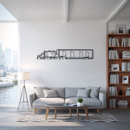 Custom 567 with Trailer - Semi Truck Metal Silhouette Wall Art - Truckers Gift - CDL Office Decor