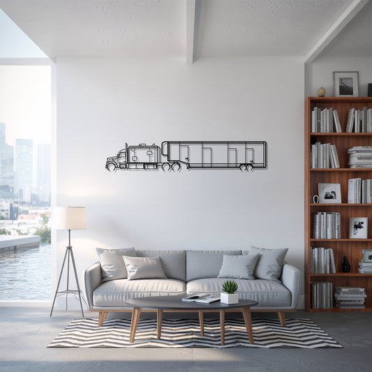 Custom 567 with Trailer - Semi Truck Metal Silhouette Wall Art - Truckers Gift - CDL Office Decor